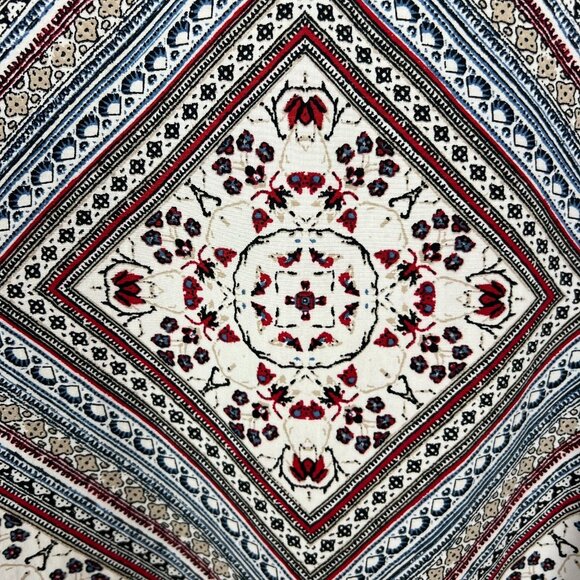 J Jill Blouse Top Womens 3X Red Blue Floral 3/4 Sleeve Button Back Slit High Low - Picture 3 of 9